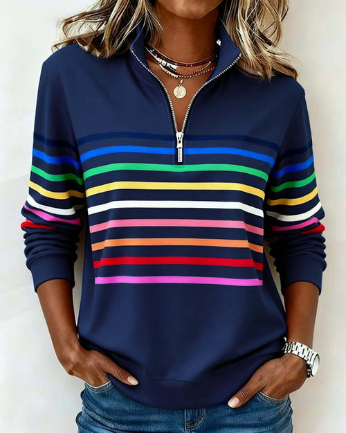 Maggie | Striped Half-Zip Sweater