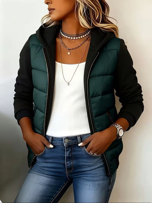 Berta | Quilted Color-Block Hooded Jacket