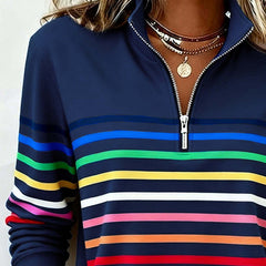 Maggie | Striped Half-Zip Sweater