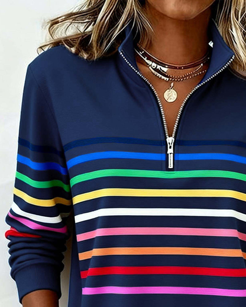 Maggie | Striped Half-Zip Sweater