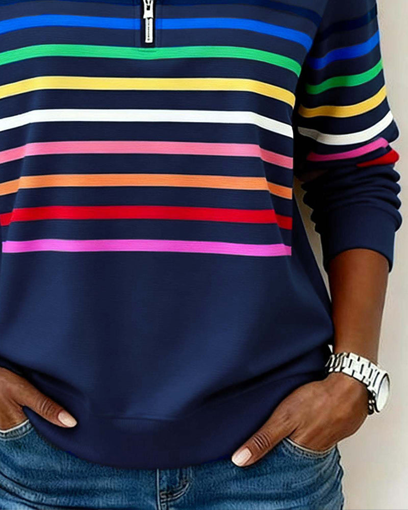 Maggie | Striped Half-Zip Sweater