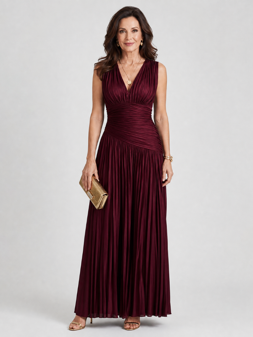 Lemar | Sleeveless V Neck Midi Dress
