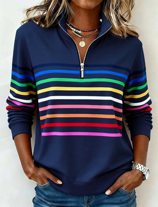 Maggie | Striped Half-Zip Sweater