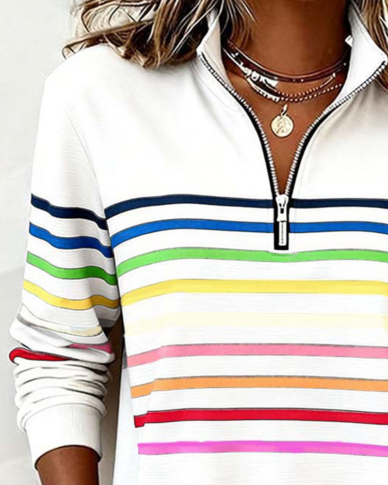 Maggie | Striped Half-Zip Sweater