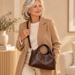Women's Leather-Look Hobo Handbag with Crossbody Strap