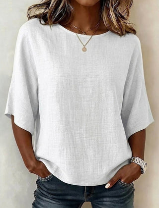 Linda | Casual Solid White Blouse