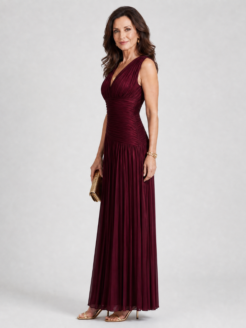 Lemar | Sleeveless V Neck Midi Dress