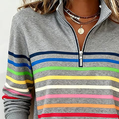 Maggie | Striped Half-Zip Sweater