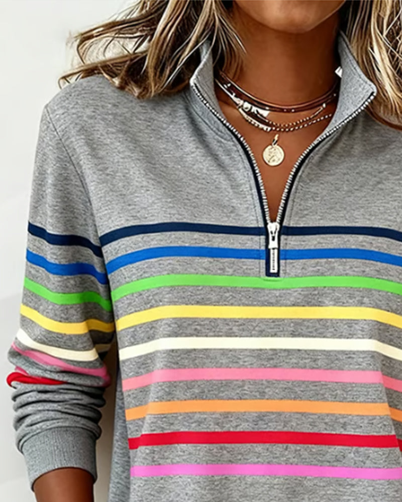 Maggie | Striped Half-Zip Sweater