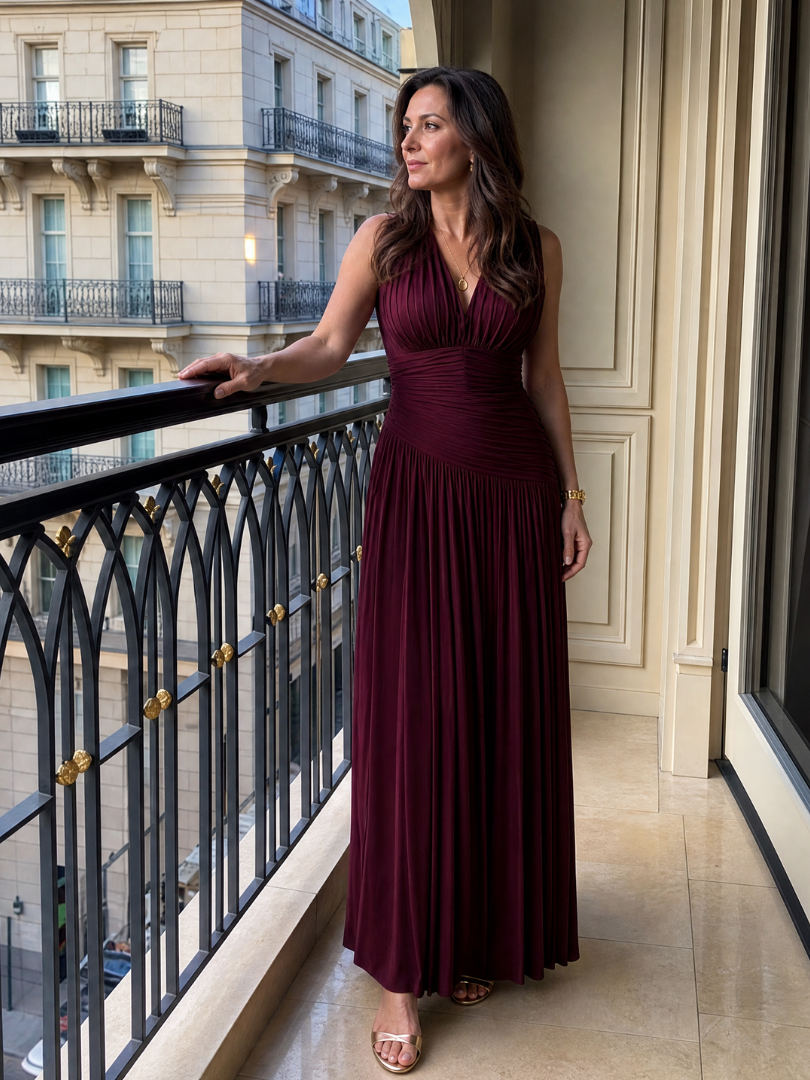Lemar | Sleeveless V Neck Midi Dress