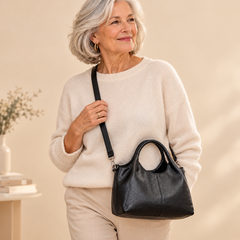 Women's Leather-Look Hobo Handbag with Crossbody Strap