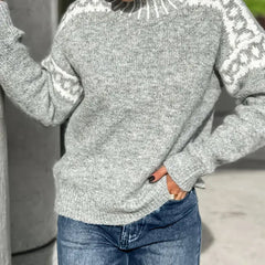 Mina | Patterned Mock-Neck Sweater