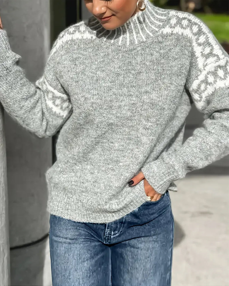 Mina | Patterned Mock-Neck Sweater