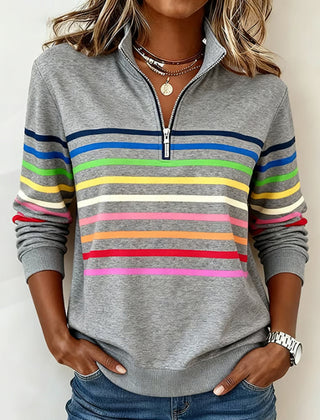 Maggie | Striped Half-Zip Sweater
