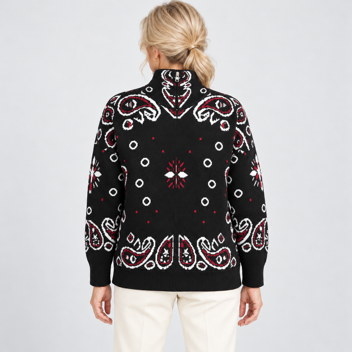 Marissa | Paisley Zip-Up Cardigan