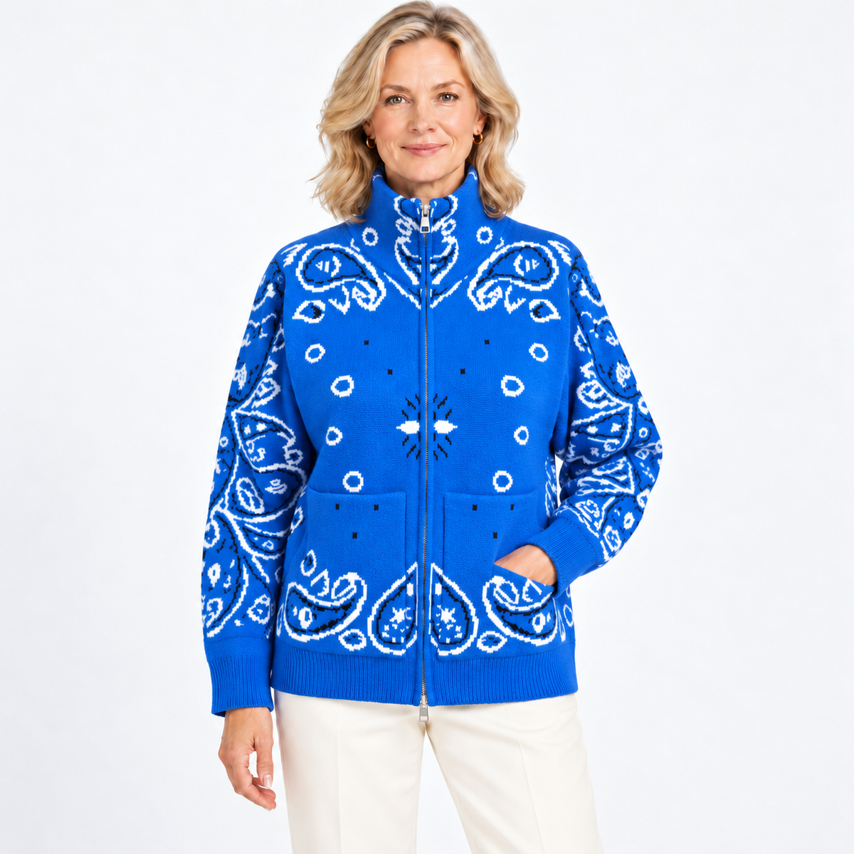 Marissa | Paisley Zip-Up Cardigan