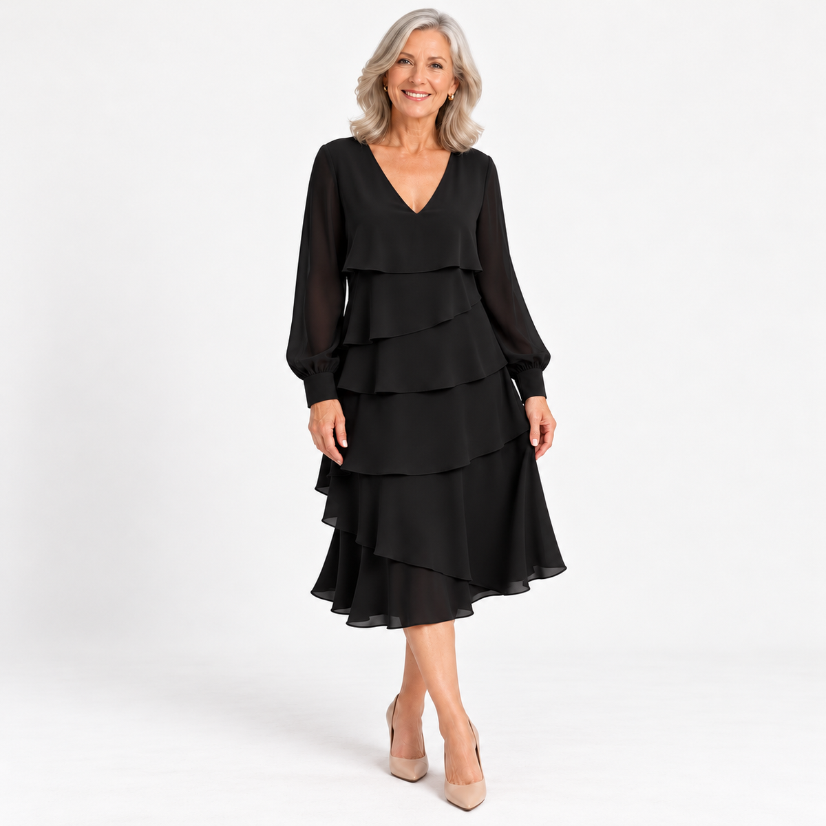 Kiri | Elegant Layered Midi Dress