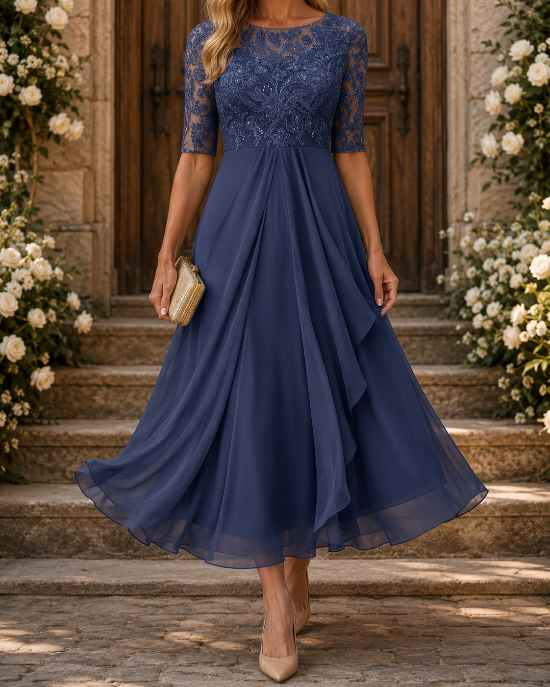 Loretta – The Flattering Lace Midi Dress