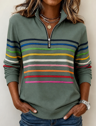 Maggie | Striped Half-Zip Sweater