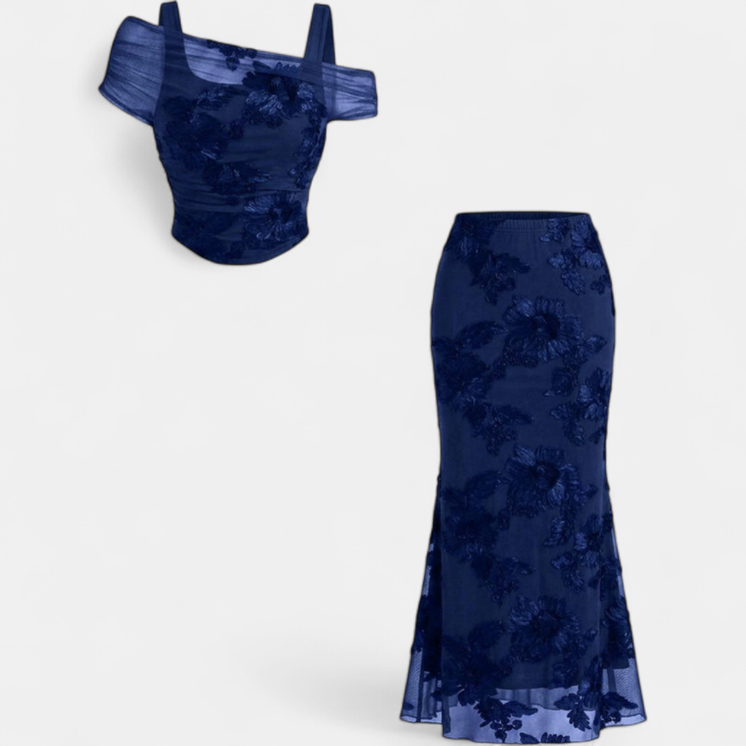 Grace | Mesh Off Shoulder Maxi Dress Set