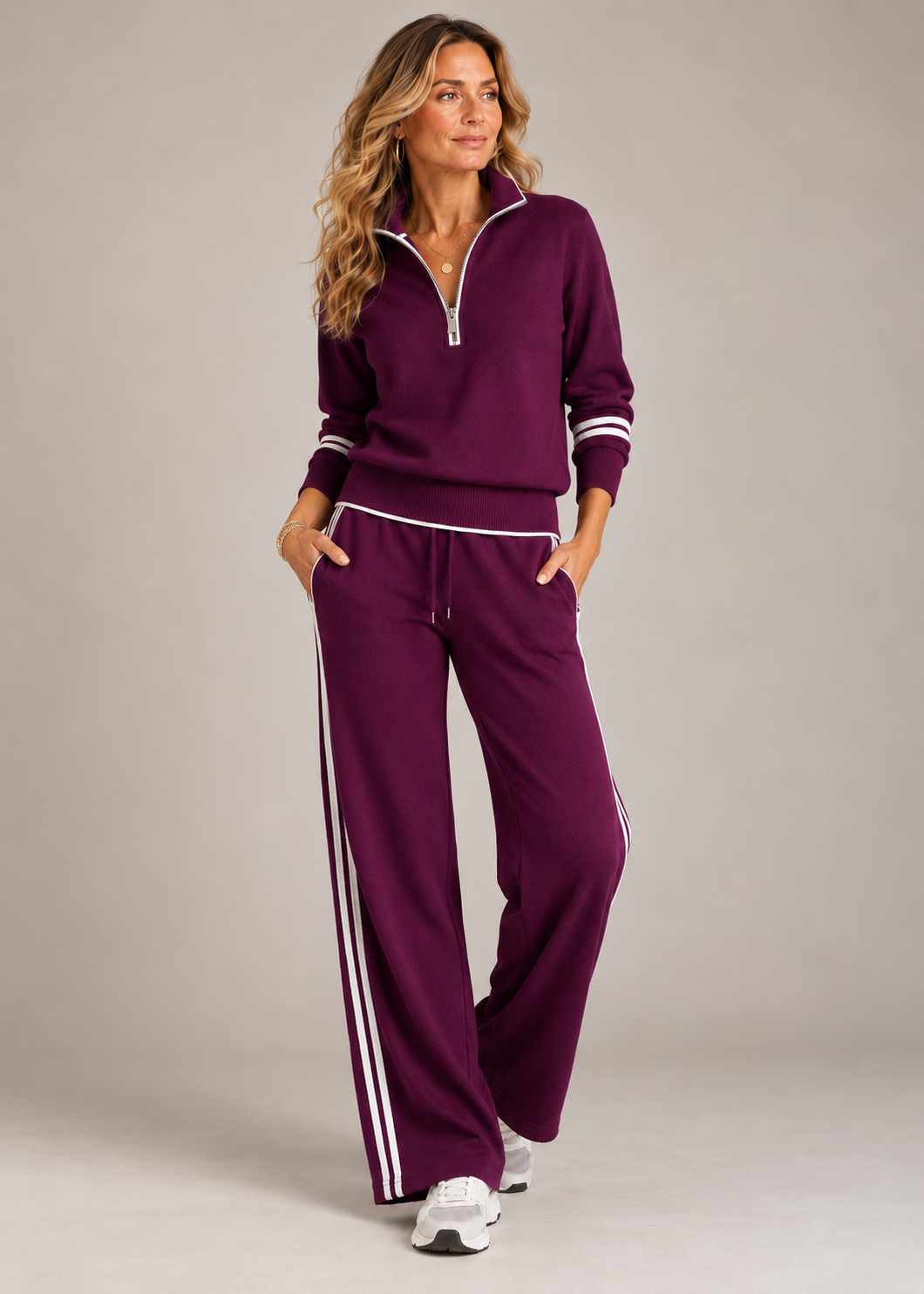 Ensemble Kate | Pull Demi-Zip & Pantalon Large