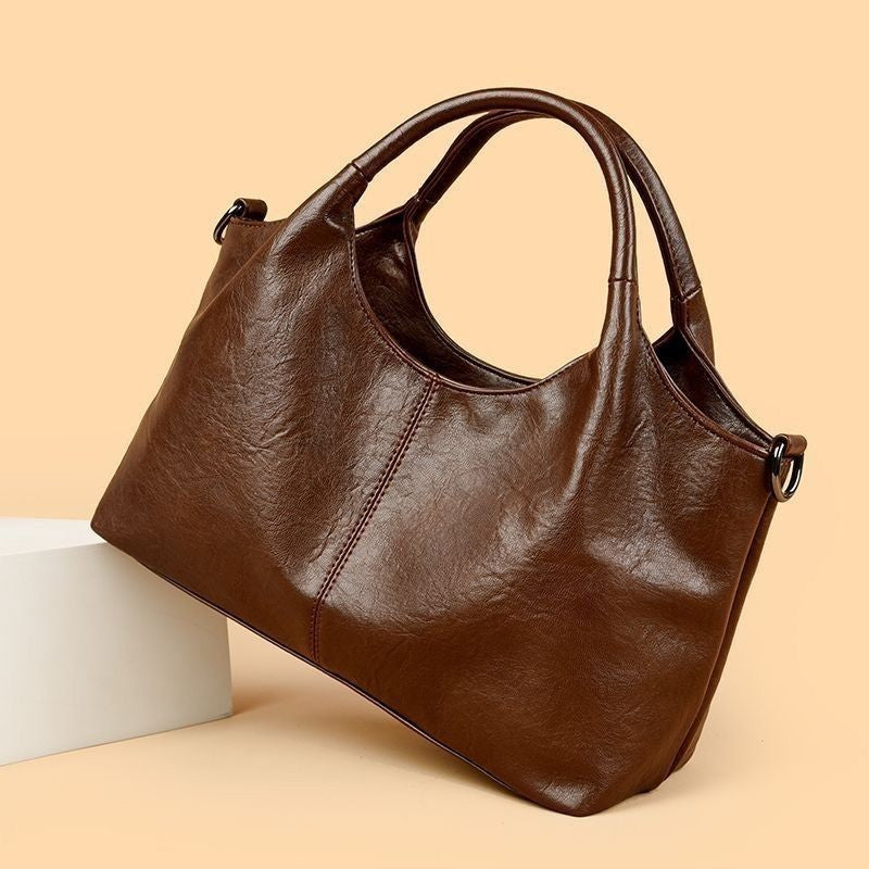 Women's Leather-Look Hobo Handbag with Crossbody Strap