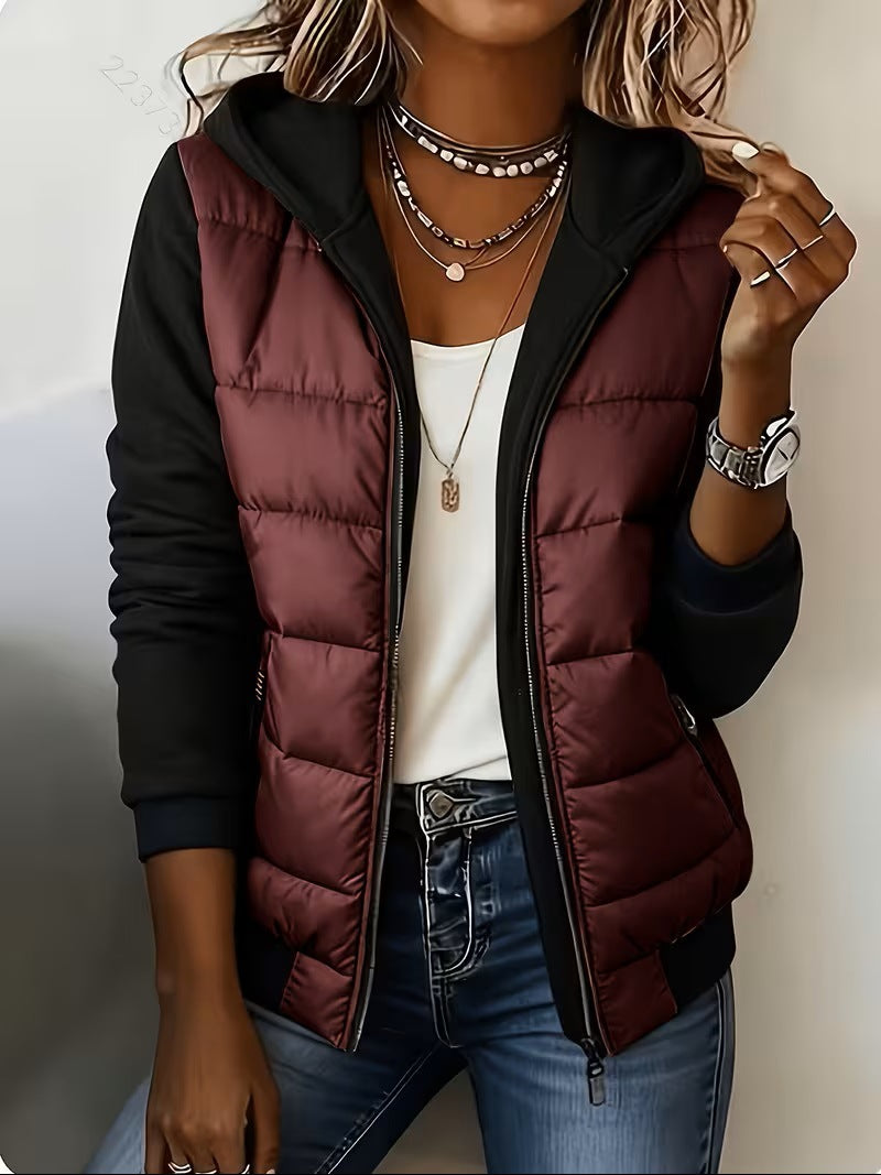 Berta | Quilted Color-Block Hooded Jacket