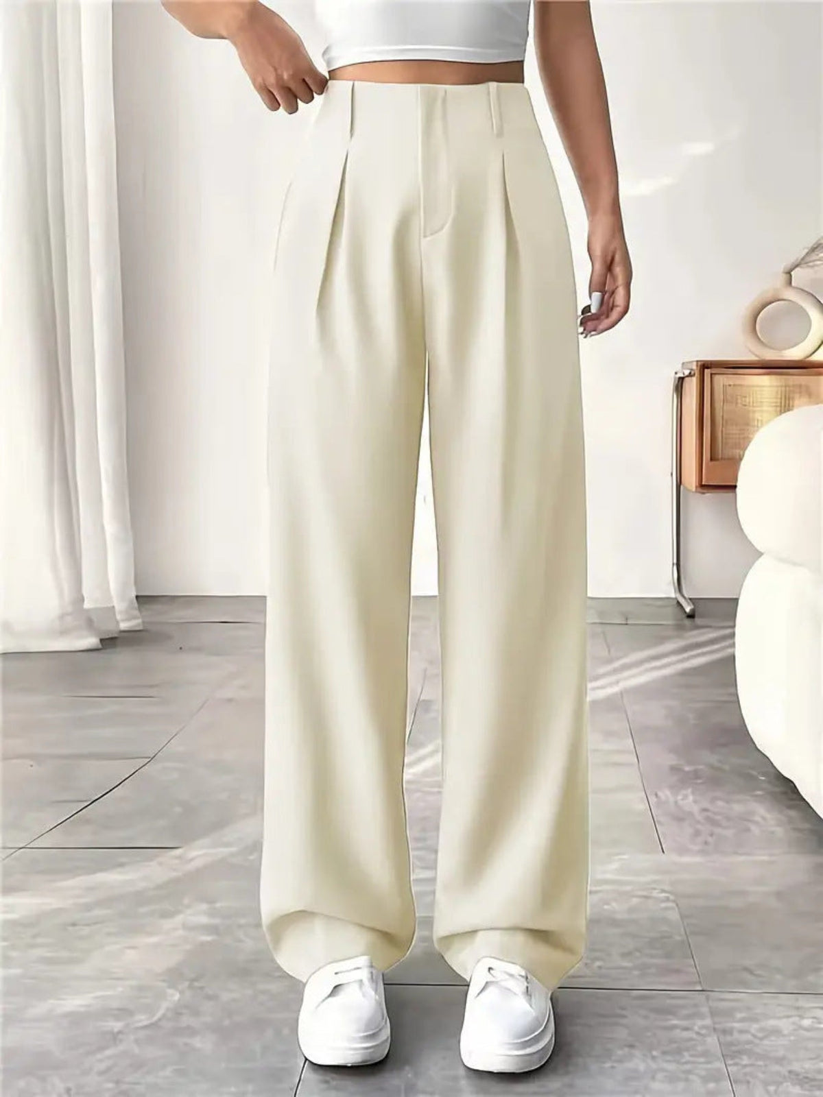 BELISIMA – Elegant Pleated Wide-Leg Office Trouser