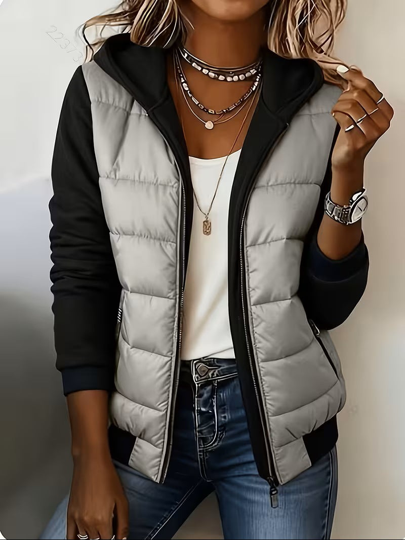 Berta | Quilted Color-Block Hooded Jacket