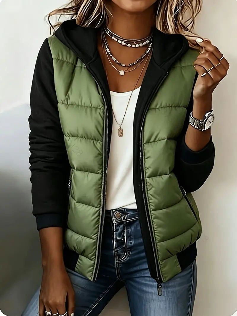 Berta | Quilted Color-Block Hooded Jacket