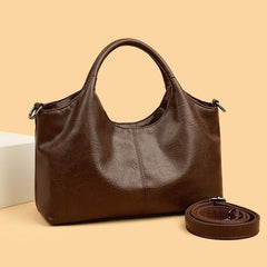 Women's Leather-Look Hobo Handbag with Crossbody Strap