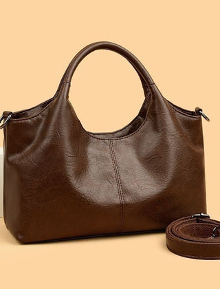 Women's Leather-Look Hobo Handbag with Crossbody Strap