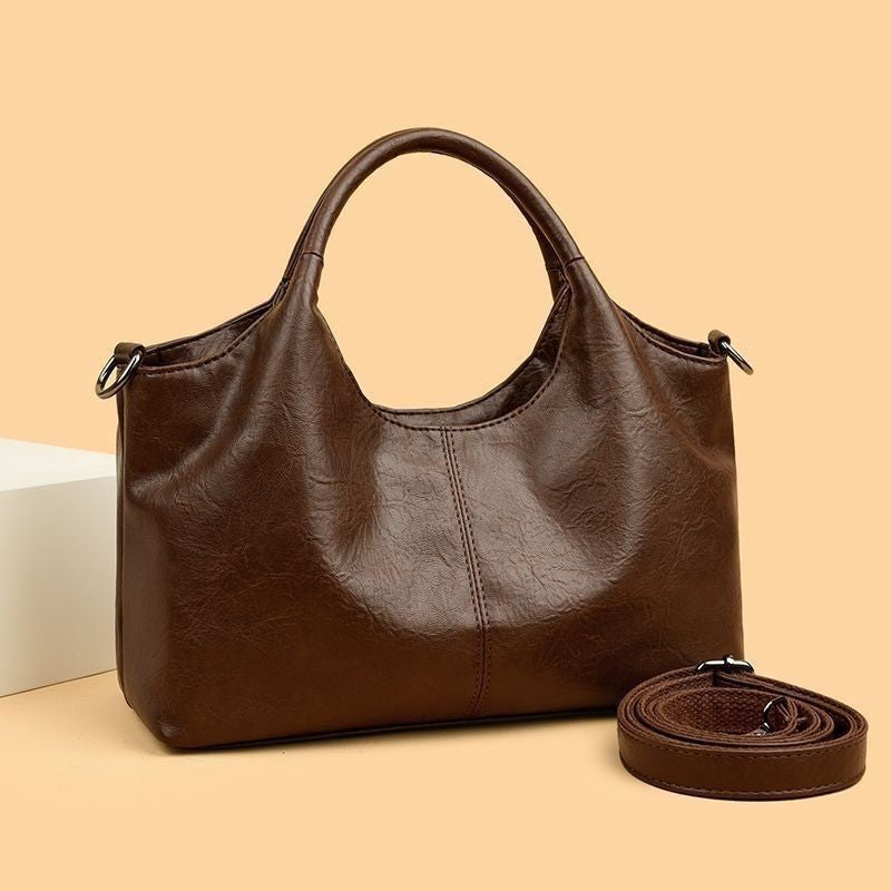 Women's Leather-Look Hobo Handbag with Crossbody Strap