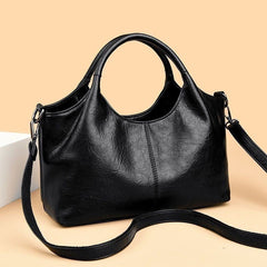Women's Leather-Look Hobo Handbag with Crossbody Strap