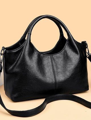 Women's Leather-Look Hobo Handbag with Crossbody Strap