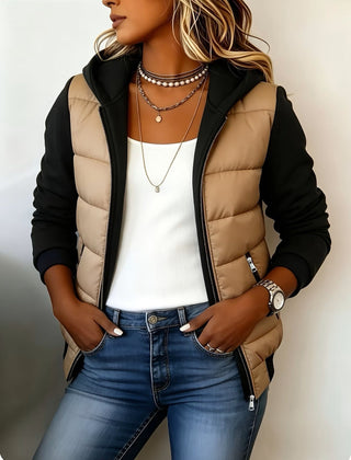 Berta | Quilted Color-Block Hooded Jacket