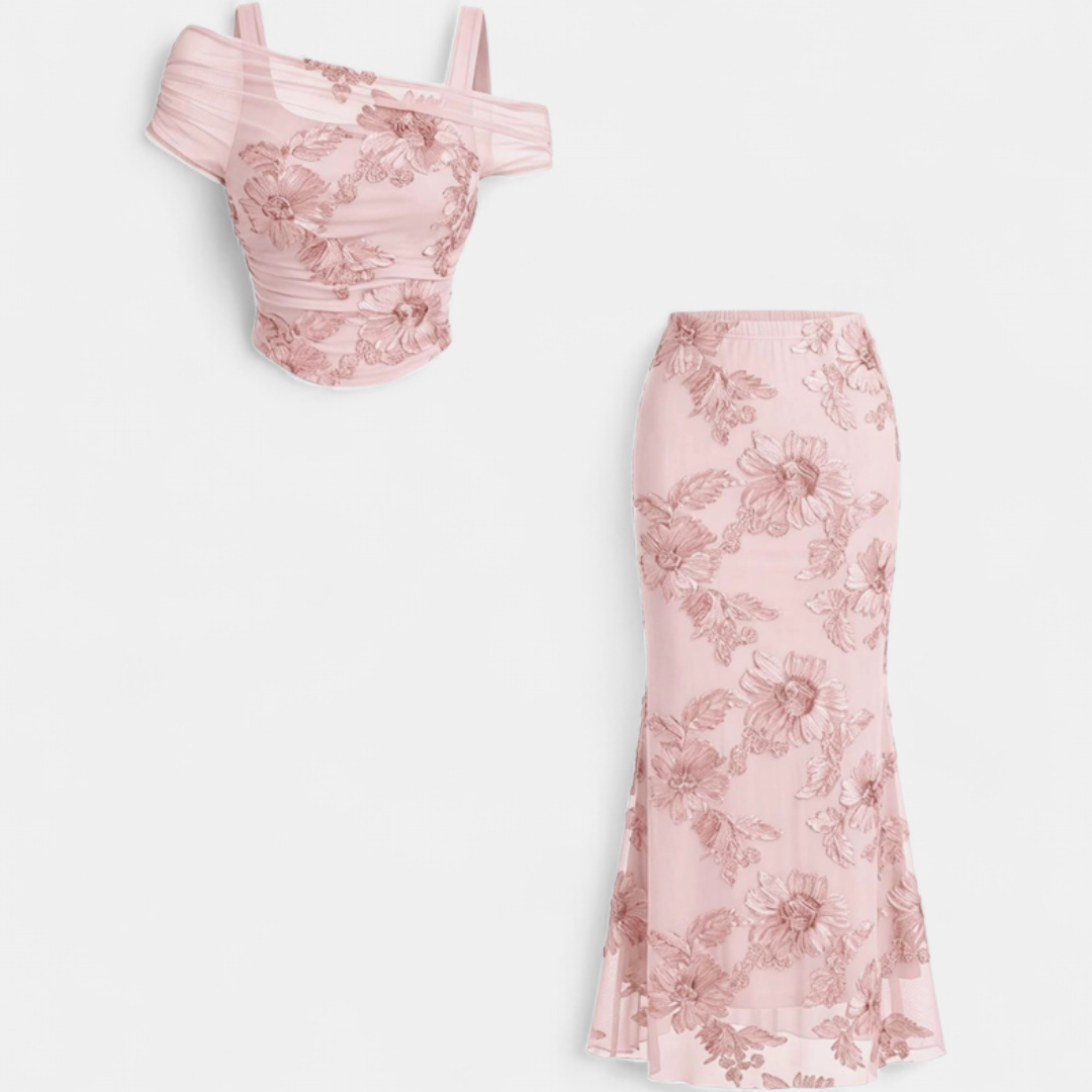 Grace | Mesh Off Shoulder Maxi Dress Set