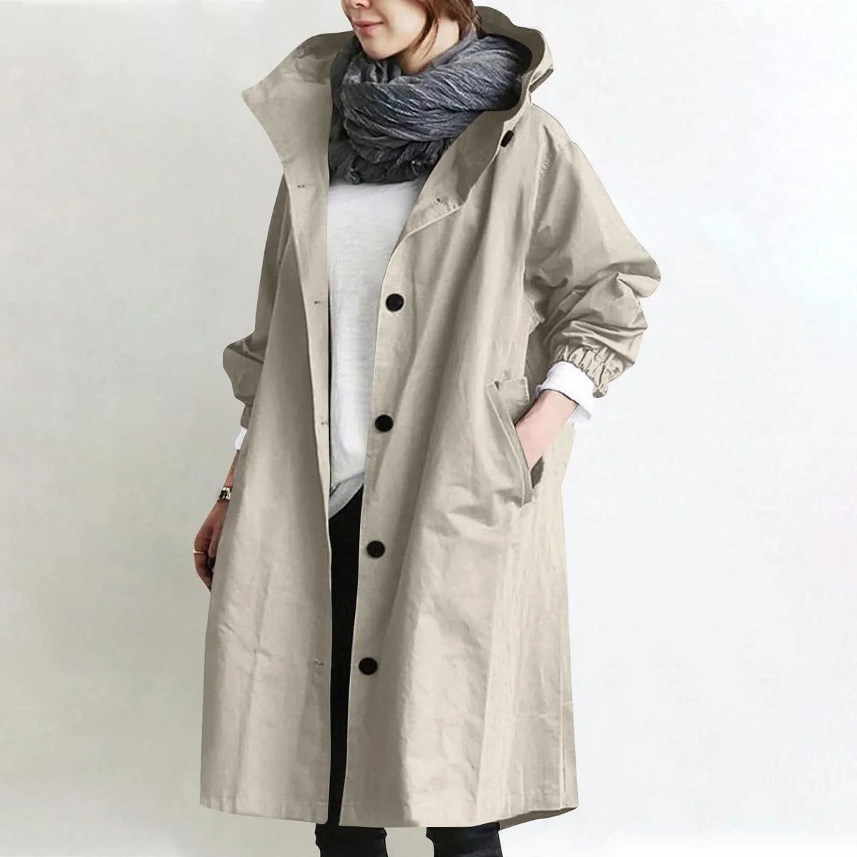 Audrey | Elegant Hooded Trench Coat