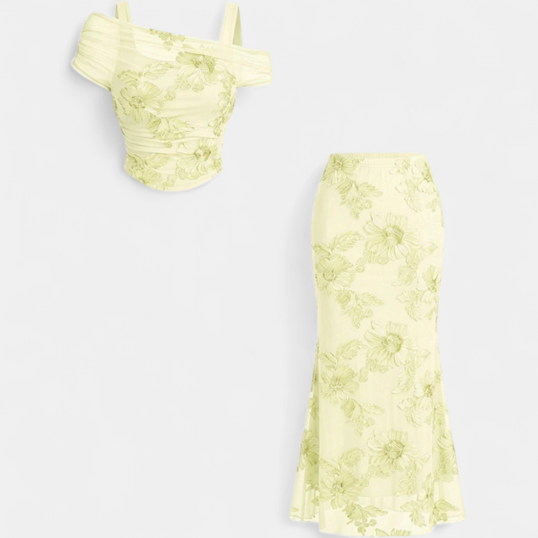 Grace | Mesh Off Shoulder Maxi Dress Set