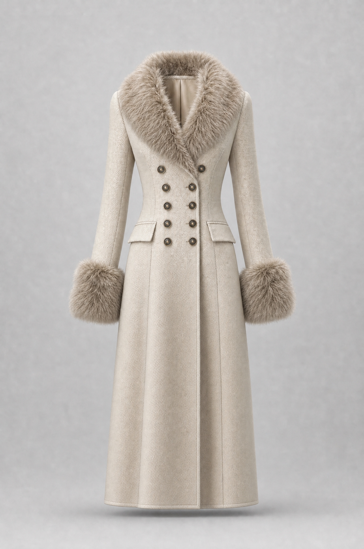 Victoria | Women's Wool coat with a fur collar