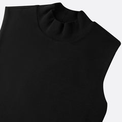 Addie | Flocked Knit High Neck Drop-Waist Sleeveless A-Line Maxi Dress