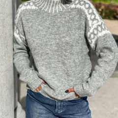 Mina | Patterned Mock-Neck Sweater