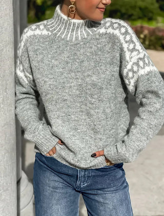 Mina | Patterned Mock-Neck Sweater