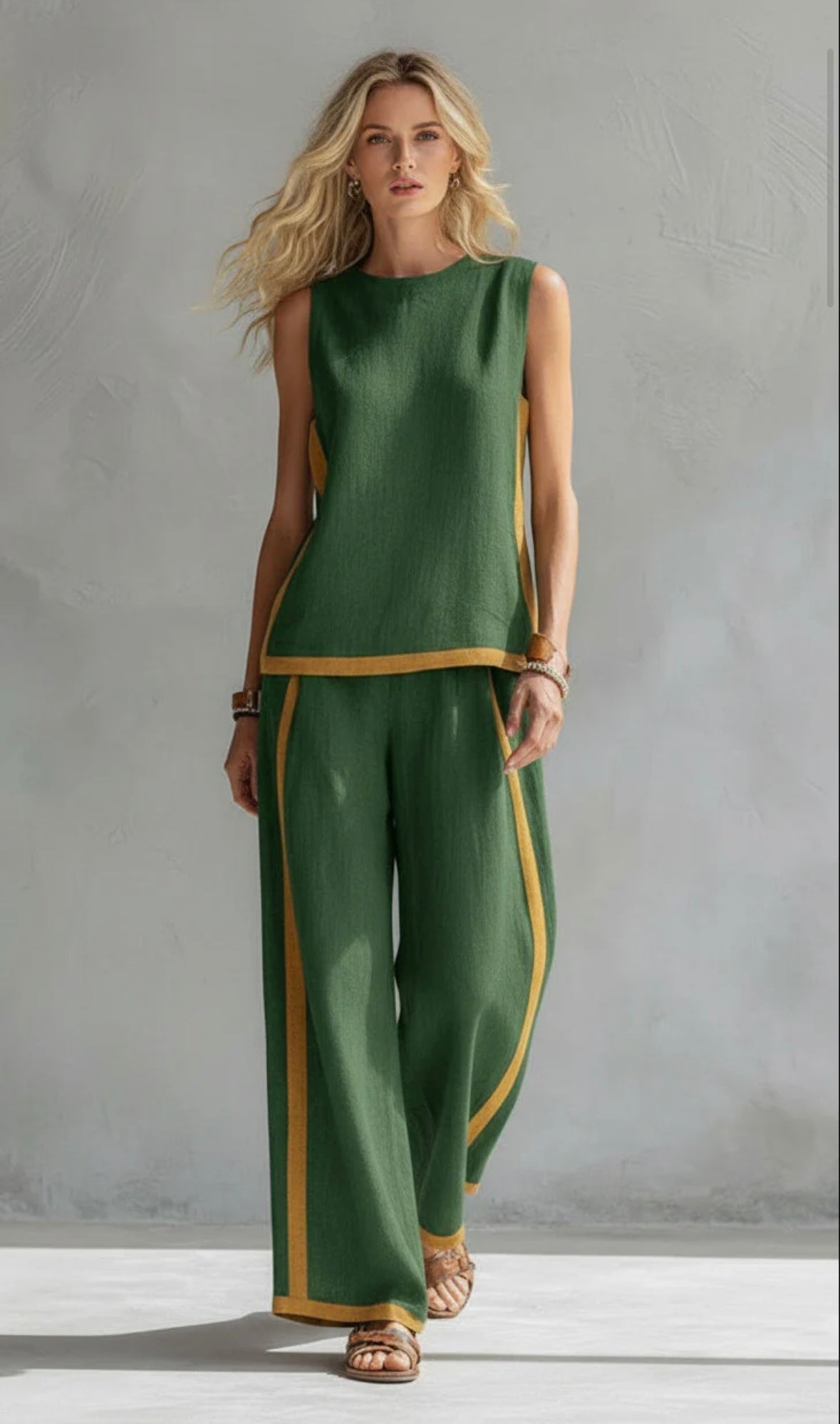 Bernadette | Elegant Vest and Trouser Set in Cotton-Linen