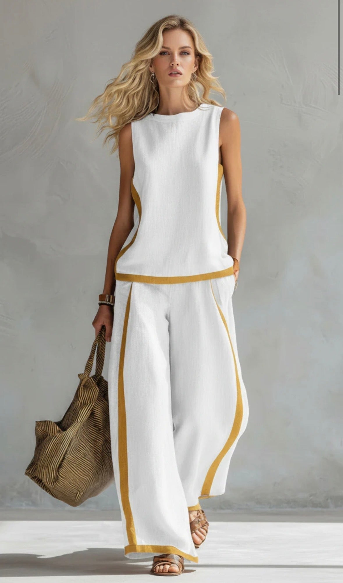 Bernadette | Elegant Vest and Trouser Set in Cotton-Linen