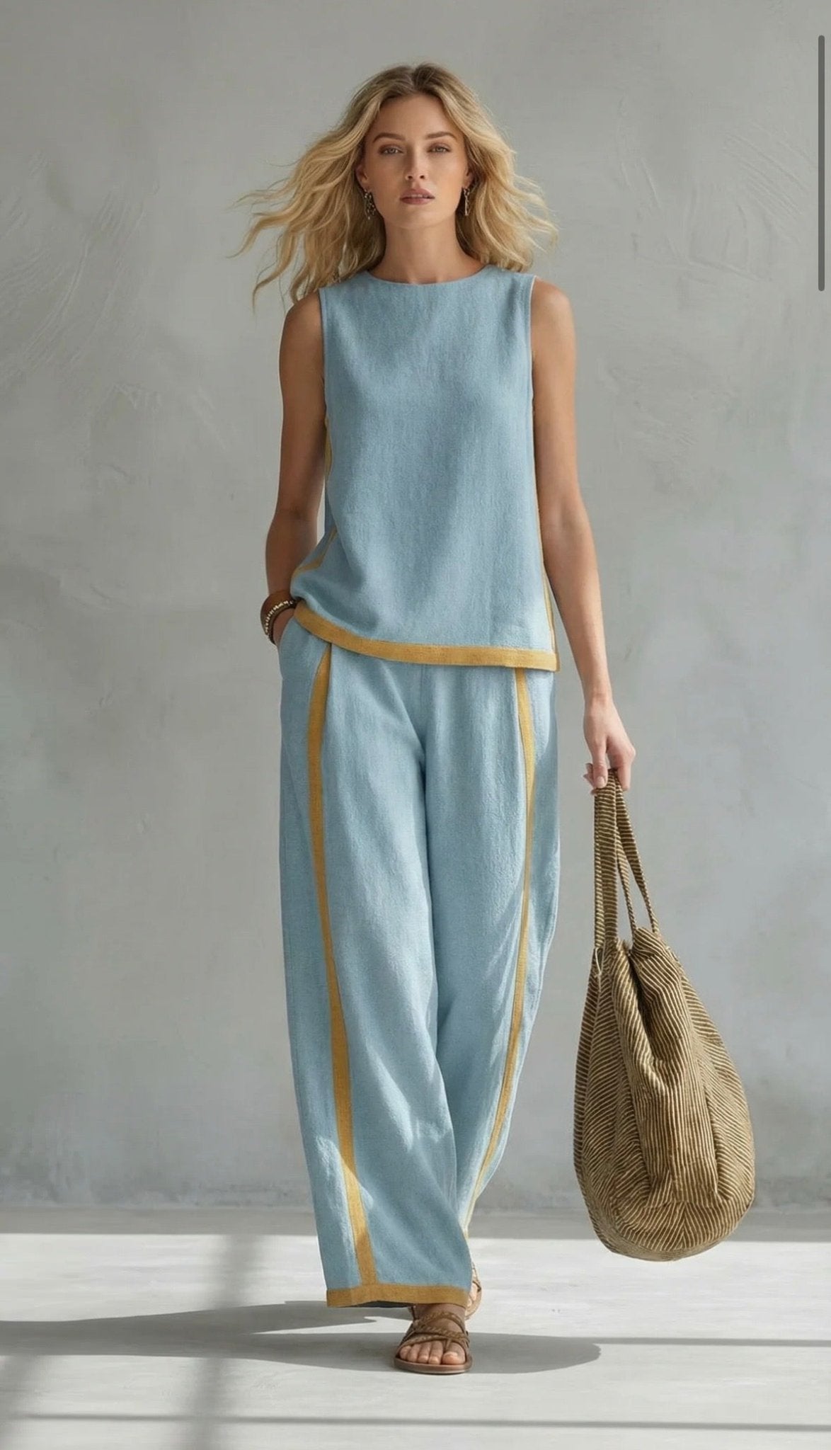 Bernadette | Elegant Vest and Trouser Set in Cotton-Linen