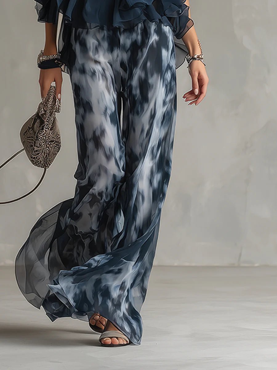 Celeste | Halter Top and Printed Wide Leg Chiffon Set