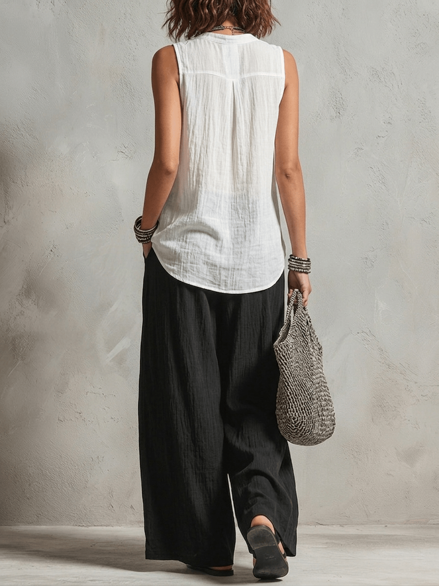 Marguerite | Minimalist Layered Cardigan and Wide Pants Three-Piece Set