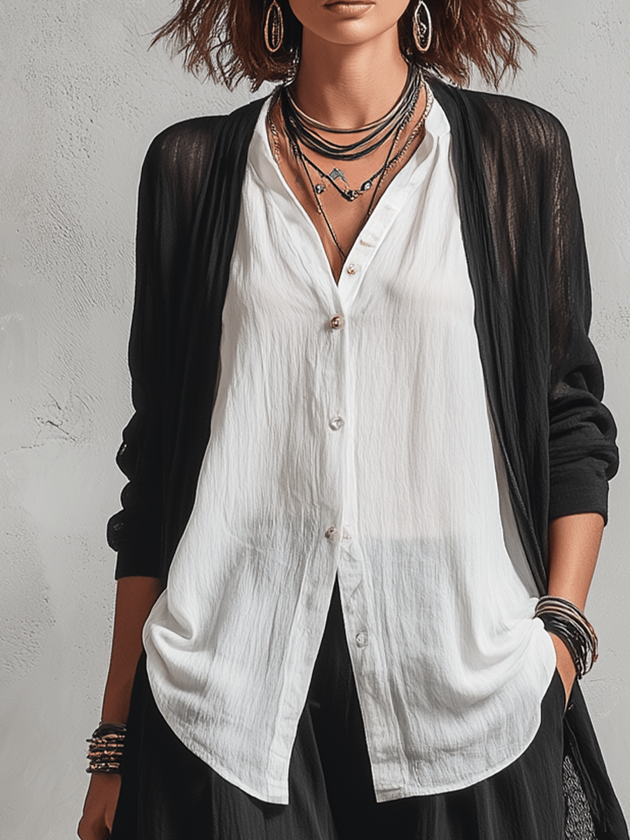 Marguerite | Minimalist Layered Cardigan and Wide Pants Three-Piece Set