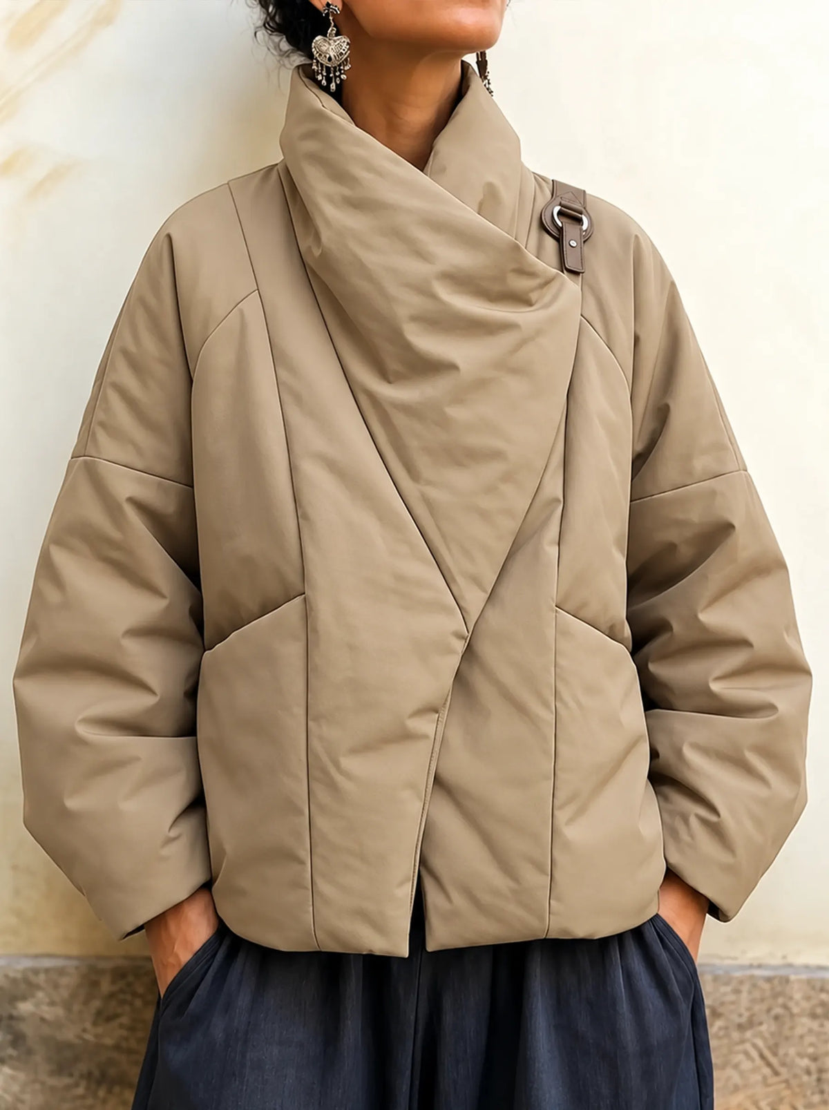 Oda | Asymmetric Draped Padded Jacket